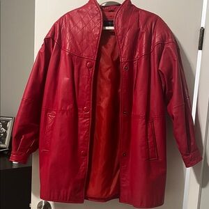 Women's Red Leather Jacket